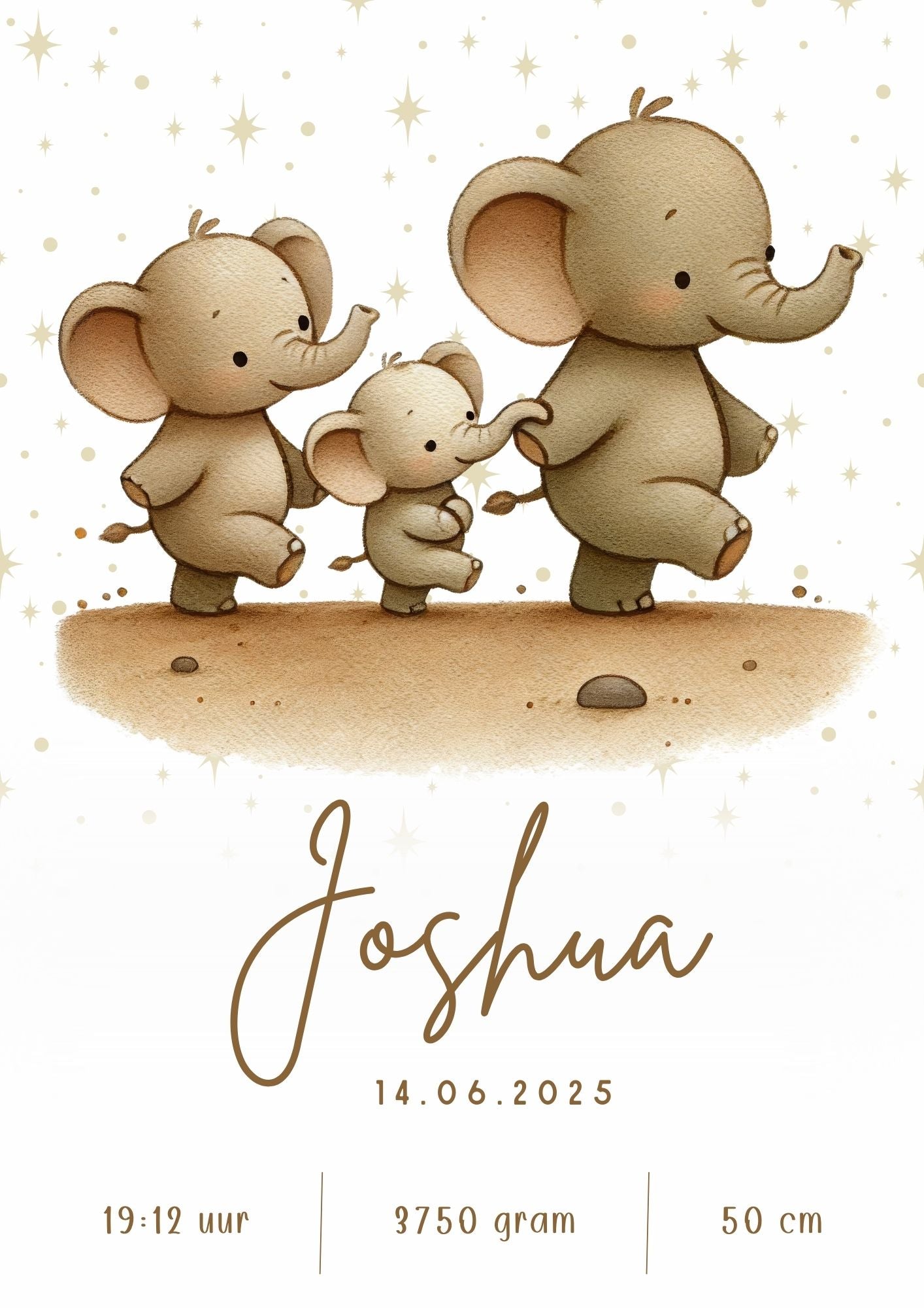 Full Color Poster | Geboorteposter Olifantjes