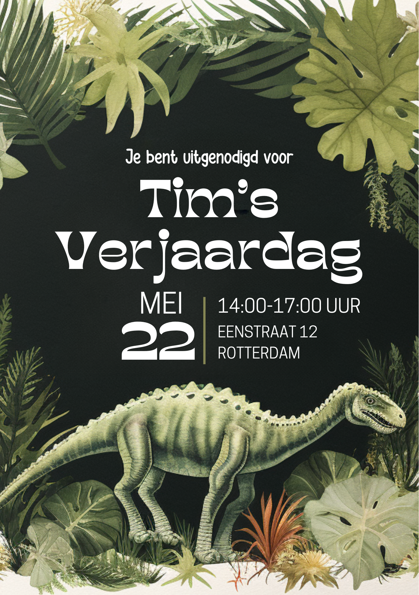 Uitnodiging Kinderfeestje | Dino Thema