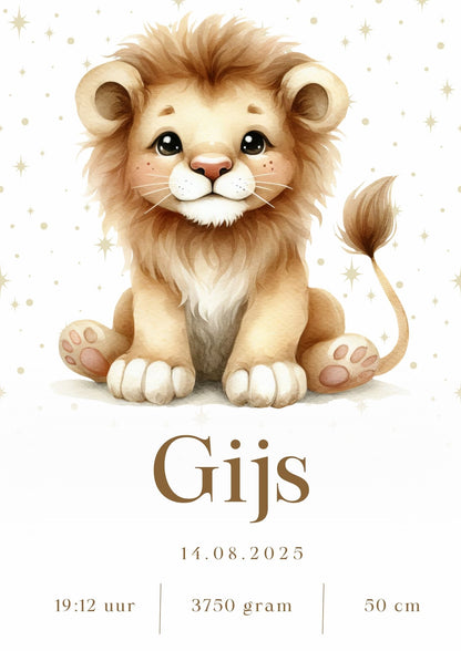 Full Color Poster | Geboorteposter Leeuw