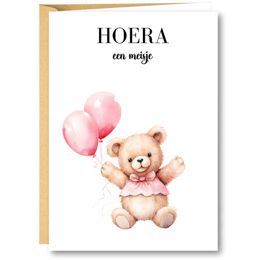 WENSKAART | HOERA EEN MEISJE