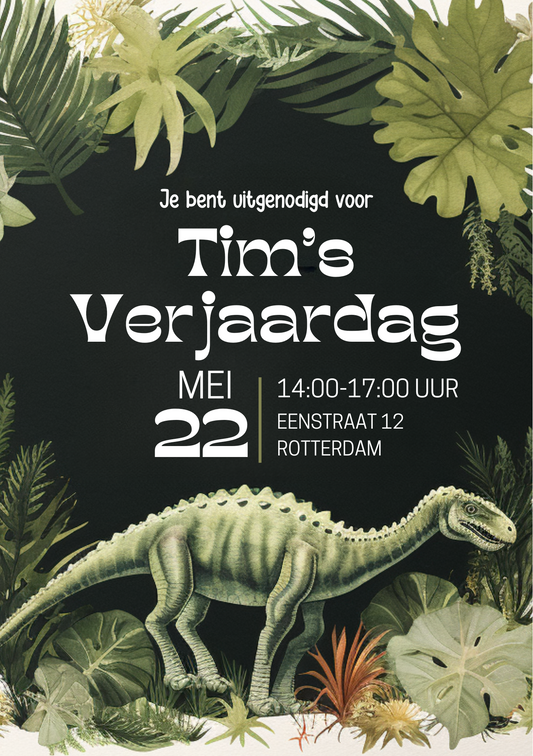 Uitnodiging Kinderfeestje | Dino Thema