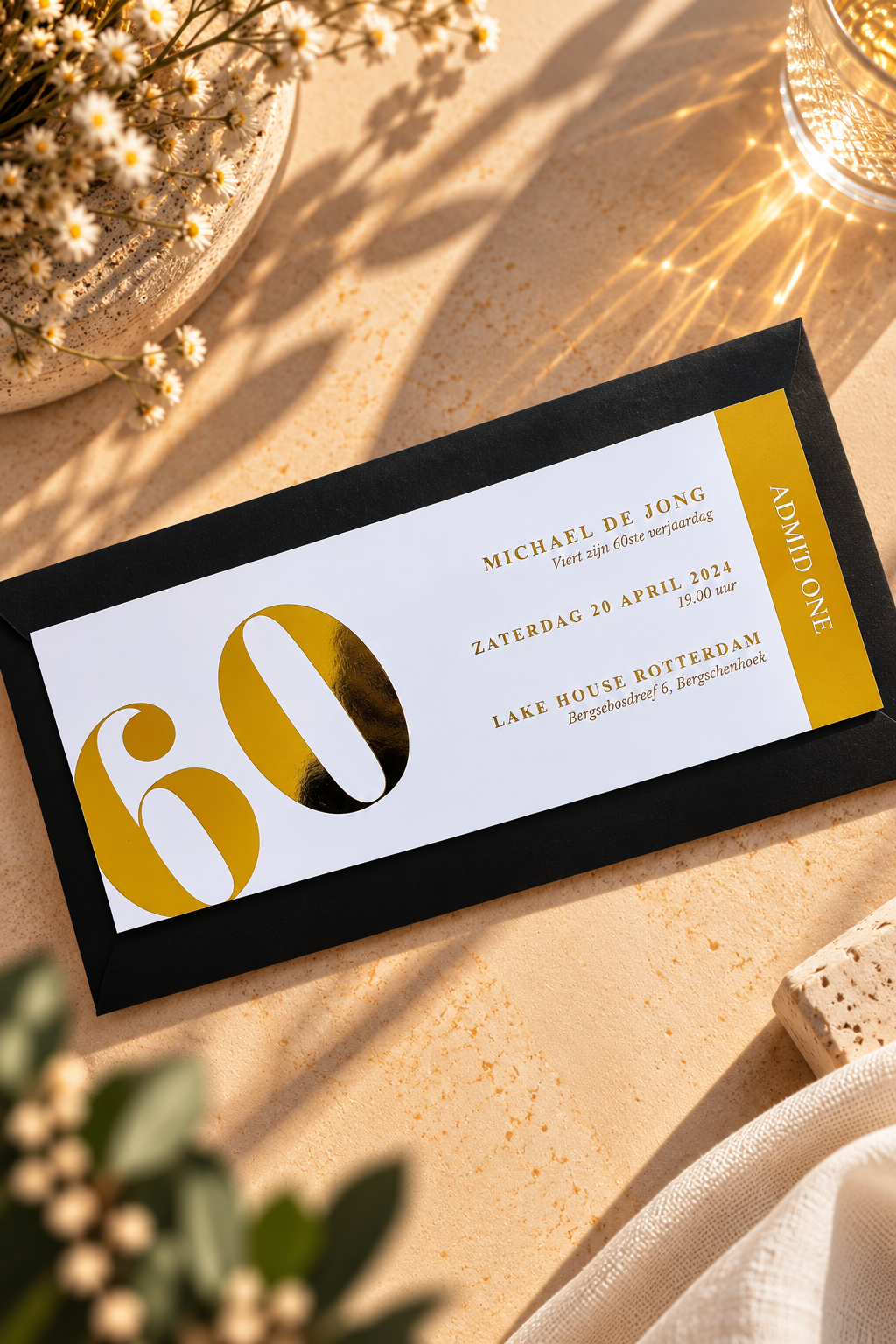 Foil Ticket | Uitnodiging verjaardag cijfers