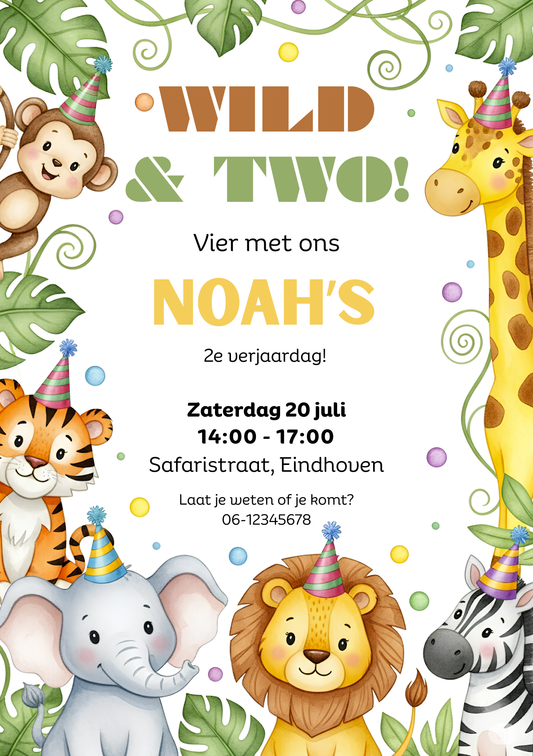 Uitnodiging Kinderfeestje | Jungle Thema