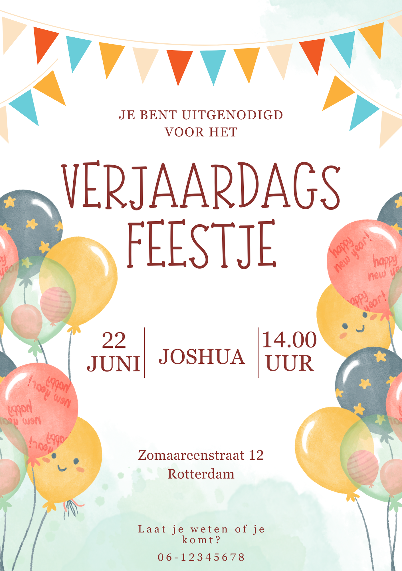 Uitnodiging Kinderfeestje | Ballonnen